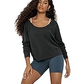 ODODOS Women's Modal Soft-Breezy Wide Scoop Neck Pullover Oversized Long Sleeve Sweatshirts