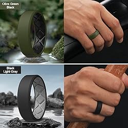 Egnaro Men's Silicone Rings, 7.5mm Wide 2.5mm Thick