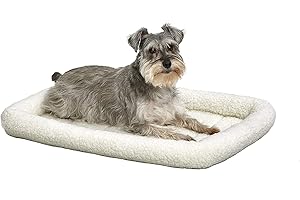MidWest Homes for Pets 74.4cm x 56.5cm x 7.5cm White Fleece Dog Bed, Comfortable Bolster Dog Bed, Fits a 76.2cm Long Dog Crat