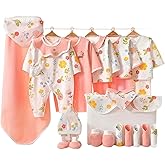 Joyshe 26-Piece Newborn Baby Girl Clothes Set &ndash; 100% Cotton Layette Essentials, 0-3 Months, Pink