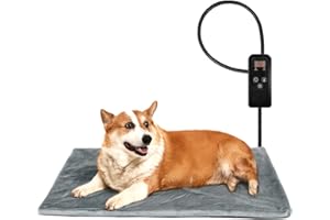 Niubya Pet Heating Pad for Dogs and Cats, Adjustable Temperature and Waterproof Pet Heated Mat with Timer, Electric Heating Pet Bed with Chew Resistant Cord and Soft Washable Cover, 30"x18"