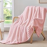 BEDELITE Fleece Pink Throw Blanket for Couch - 300GSM Soft & Warm Valentines Blanket Gifts for Women Girls, Decorative Spring Pink Blankets for Home, 50"x60"