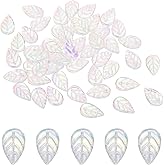 PATIKIL 18 x 11mm Czech Glass Leaf Beads, 50 Pcs Crystal Leaf Beads for Jewelry Making DIY Craft Bracelet Necklaces Earrings, AB Color