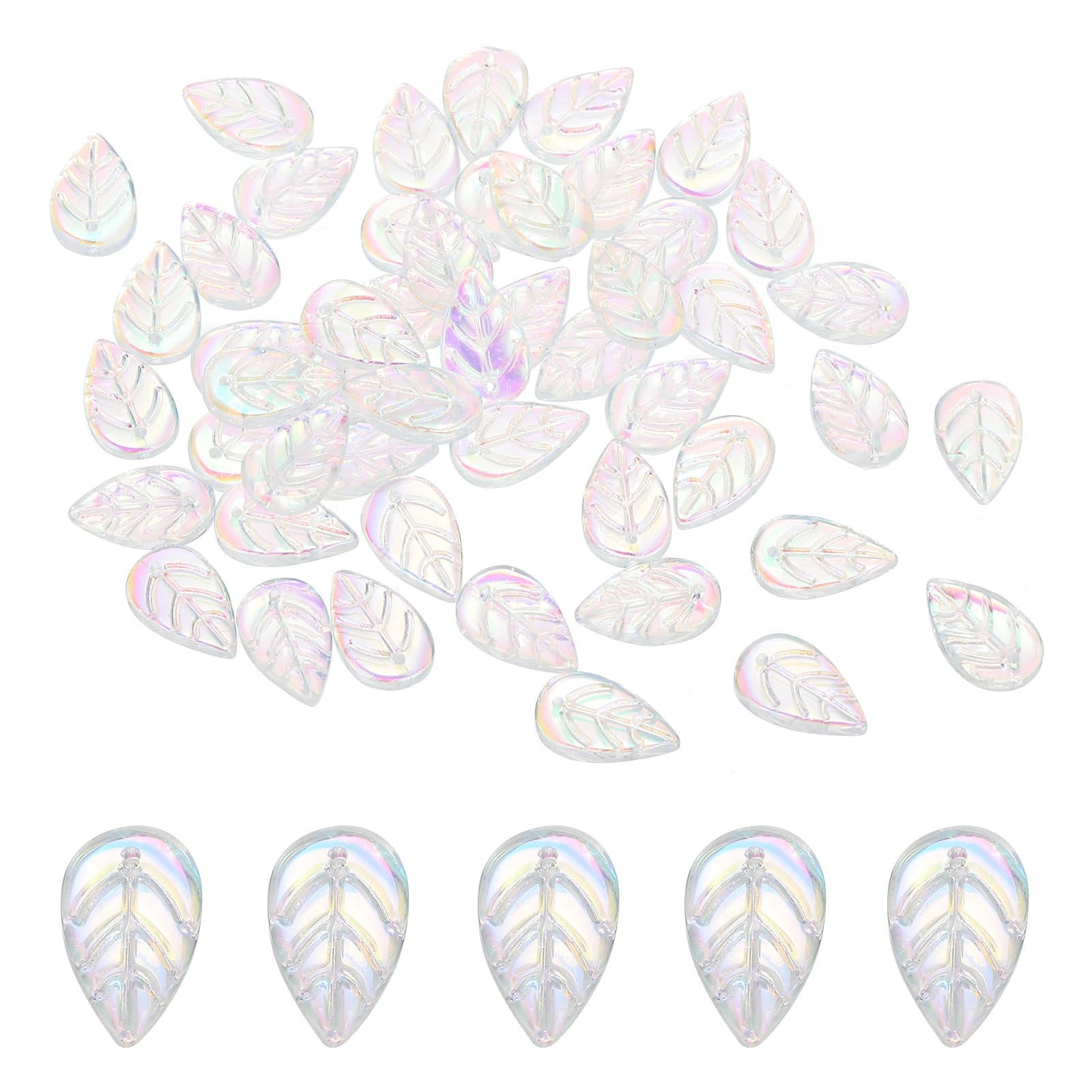 PATIKIL 18 x 11mm Czech Glass Leaf Beads, 50 Pcs Crystal Leaf Beads for Jewelry Making DIY Craft Bracelet Necklaces Earrings, AB Color