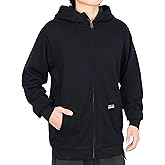 BOCOMAL FR Hoodies Zip-Up 12.5oz Heavyweight Modacrylic Cotton Permanent Flame Resistant Hooded Sweatshirts