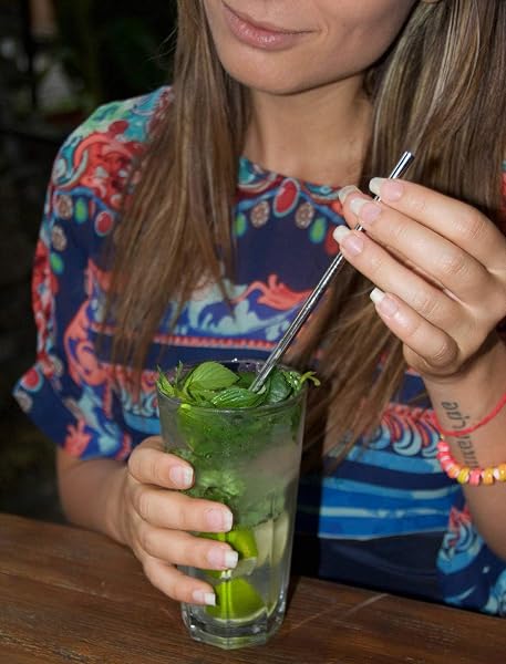 SET OF 10 STAINLESS STEEL STRAWS, HUAQI STRAIGHT REUSABLE STRAIGHT DRINKING STRAWS 10.5” LONG 0.24‘’ DIA FOR 30 OZ TUMBLER AND 20 OZ TUMBLER, 2 CLEANING BRUSH INCLUDED