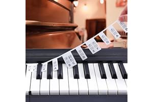 XYW Piano Key Notes Guide for Beginners, [No Need Stick] Removable Silicone Piano Keyboard Note Labels Overlay for Learning, Reusable Piano Key Stickers for Full Size 88 Key Pianos(Classic Black)