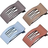 4 Pack Flat Hair Clips, Large Matte Flat Claw Clips for Women, French Strong Hold Non-slip Barrettes for Thick & Thin Hair, Rectangle Hair Accessories for Daily Styling (Grey)