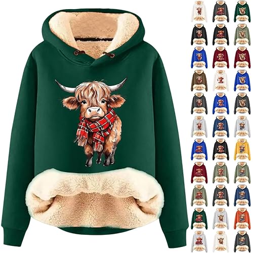 BAUENIEROY ladies jumpers, Christmas Jumpers for Women Highland Cow Gifts Hoodies Fall Fleece Printed Shirts Ladies 2025 Crew Neck Fashion Cozy Sweatshirt Tops Sweaters Winter Outfits