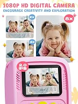 Lenudar Kids Camera Instant Print 1080P 12MP 2.0 Inch Pink Toy Camera view 4