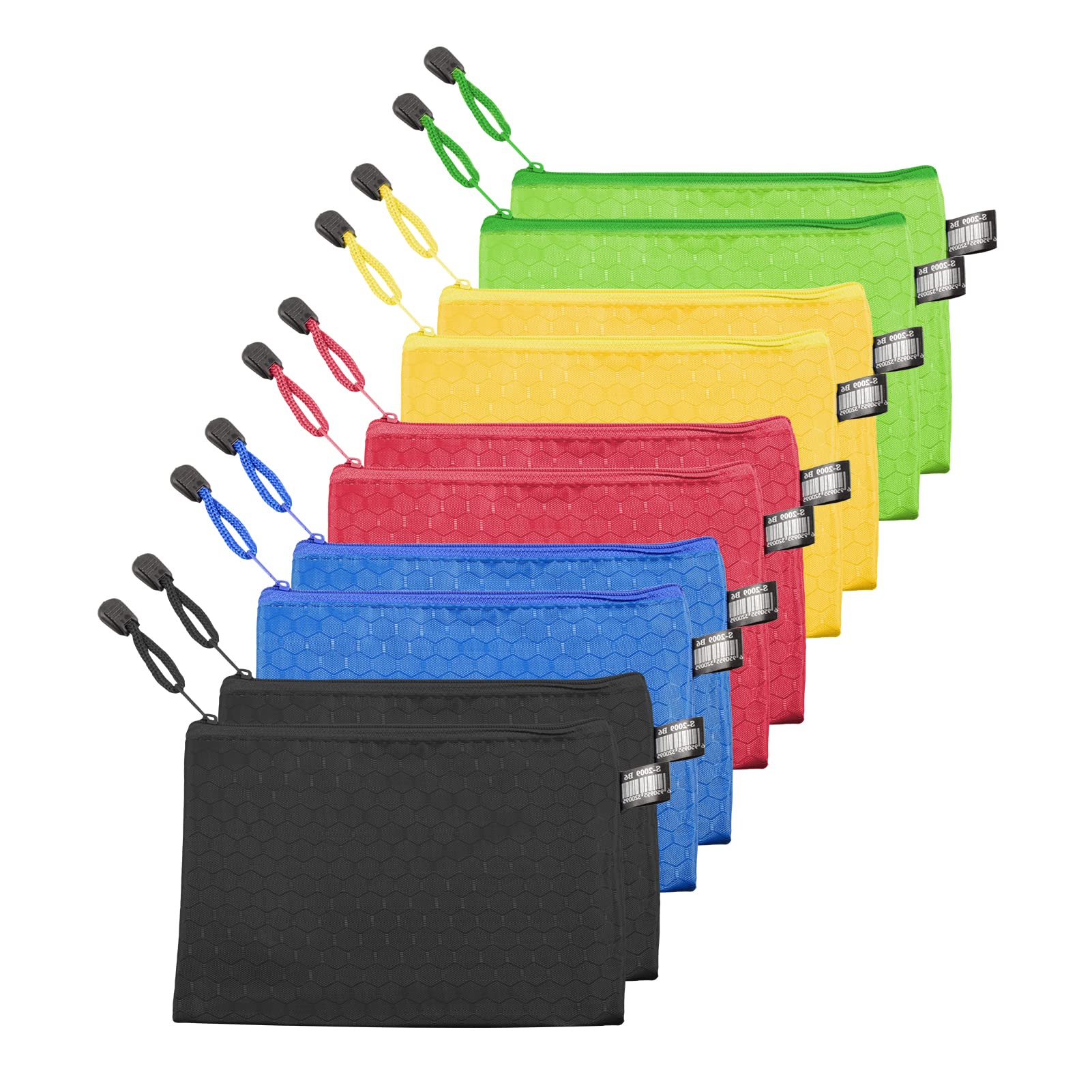 SPEEDWOX 10 Pcs Waterproof Zipper File Bags 600D Oxford Football Pattern Storage Pouch for Office Filing Documents Cosmetics Stationery Offices Supplies Travel Accessories Pouch, 5 Colors