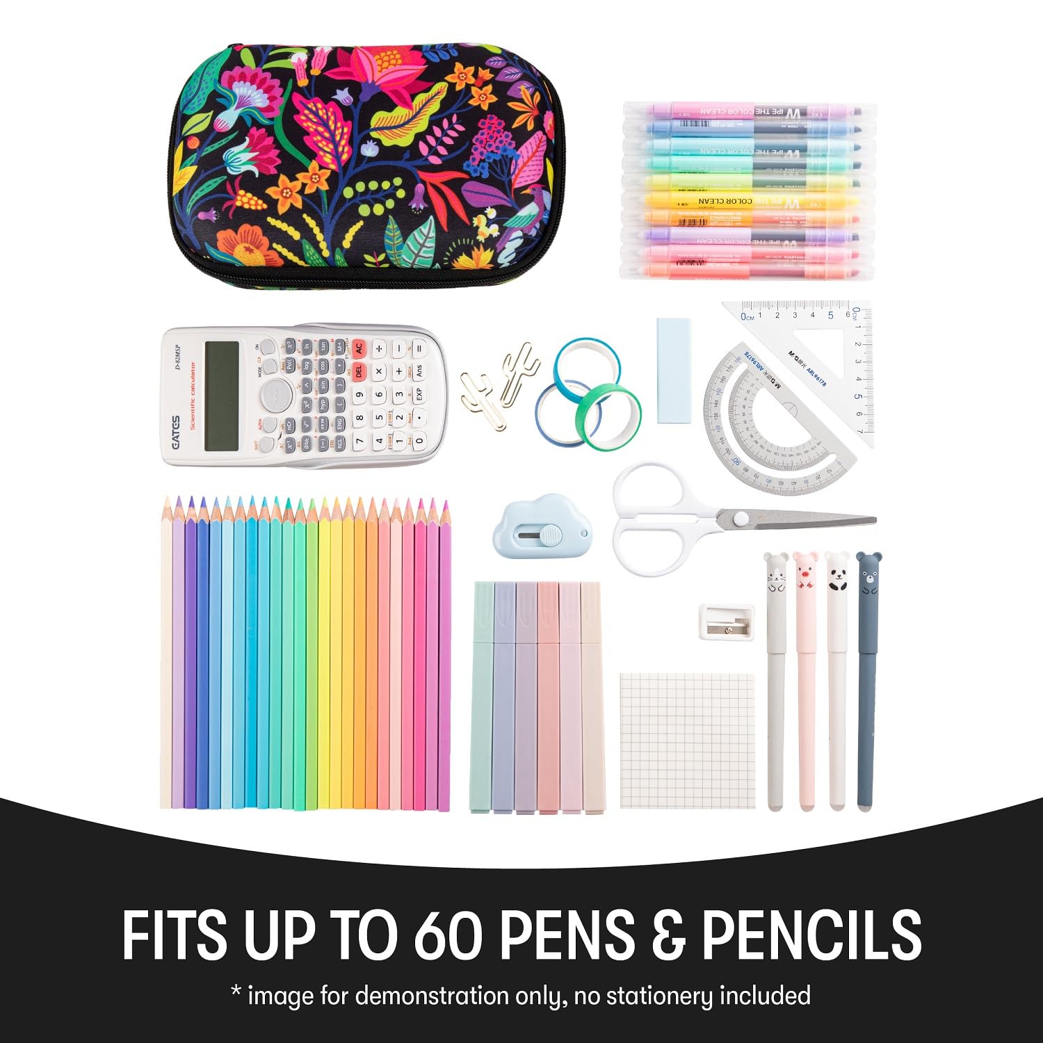 ZIPIT Flowers Pencil Case for Girls, Cute Pencil Box for School, Large Capacity Stationery Organizer Box