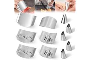 Realand 11pcs Stainless Steel Finger Guards for Cutting Food, Hand Shield Saver Finger Protector Avoid Injury When Cutting Ve