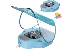 INFLATEFLY Baby Swim Float with UV Protection Sunshade Infant Pool Float Add Tail for 3-24 Months