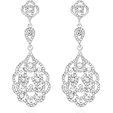 TRWWELL Rhinestone Wedding Bridal Teardrop Dangle Earrings Vintage Crystal Chandelier Earrings for Women Brides