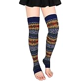 Benefeet Sox Wool Knit Leg Warmers for Women Vintage Boho Leg Warmers Long Winter Warm Thigh High Footless Boot Socks