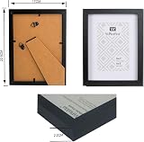 YiPinYin Black 8x6 Inch Picture Frame Set of 3 with Mount Perspex Boxed Gallery view 7