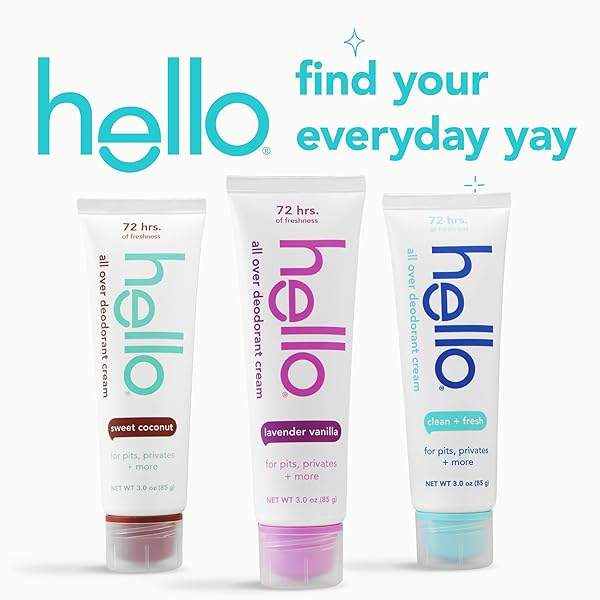 HELLO ALL OVER LAVENDER VANILLA WHOLE BODY DEODORANT CREAM, ALUMINUM FREE DEODORANT CREAM FOR PITS, PRIVATES + MORE, OFFERS 72 HOURS OF FRESHNESS, SAFE FOR SENSITIVE SKIN, VEGAN, 1 PACK, 3 OZ TUBE
