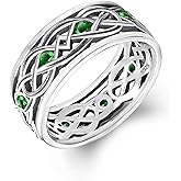 FANUFAN Claddagh Celtic Knot Band Rings for Men Women 925 Sterling Silver Irish Claddagh Promise Ring for Women Men