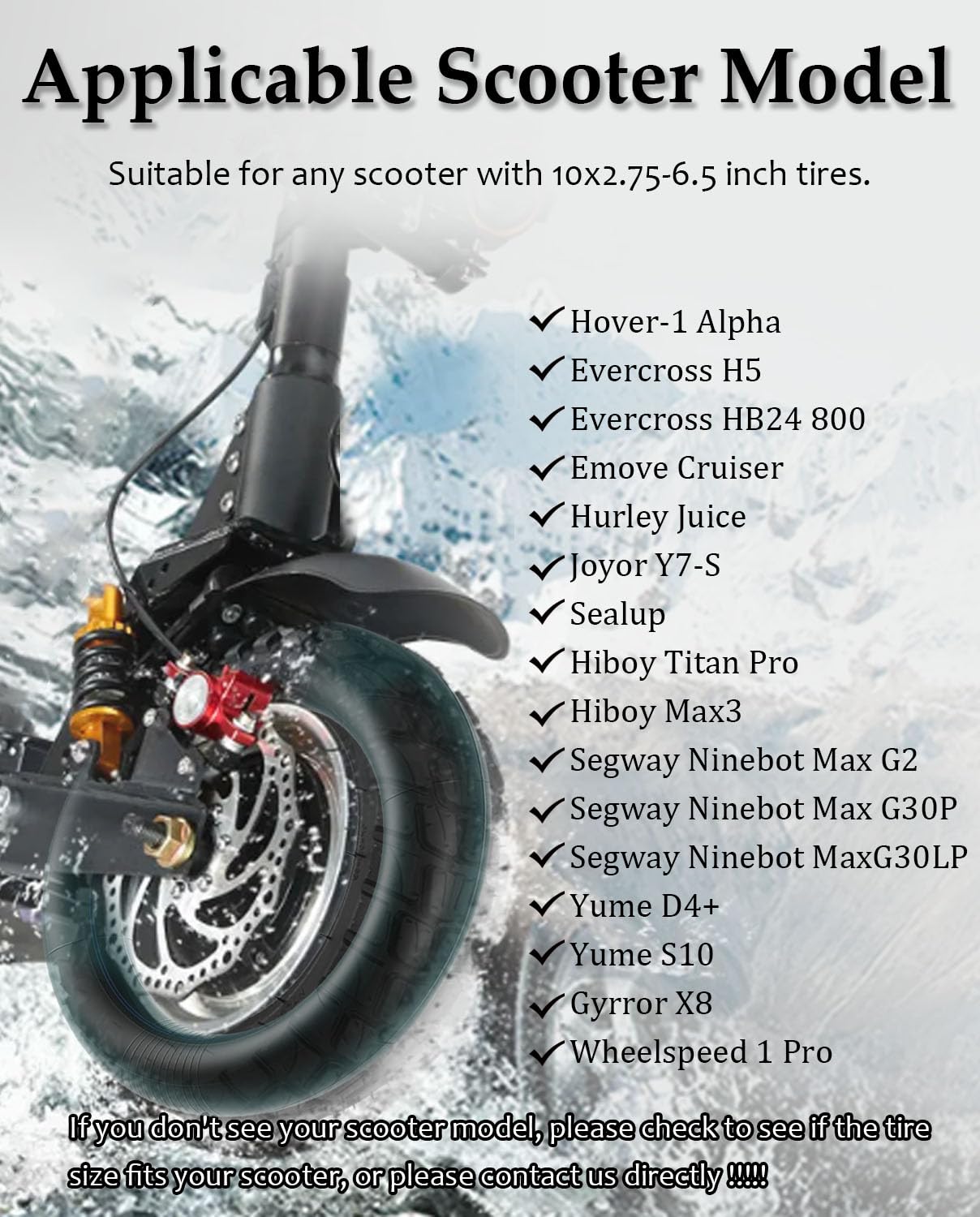 10 Inch 10x2.75-6.5 Off-road Tire Rubber Inner Tube Suitable for Speedway 5 Dualtron 3 Hover-1 Alpha JOYOR S Hiboy Titan PRO Electric Scooter Explosion-Proof Shockproof Super-Grip