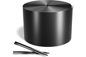 Worth Galvanized Steel Landscape Edging 4.5" x50' Metal Garden Edging Roll Flexible Bender Border with 16Pcs Stakes for Lawn, Flower Bed Edges, Black