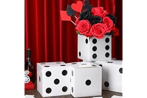 Sinmoe 6 Pcs Casino Dice Favor Boxes Bulk 7 x 7 x 7 Inch Casino Themed Party Supplies Night Las Vegas Party Decoration Three Dimensional Dice Decor for New Year Centerpieces Game(Black Dots on White)