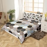 Loussiesd Women Reversible Bedding Duvet Cover Set Honeycomb Geometric Hexagon view 2