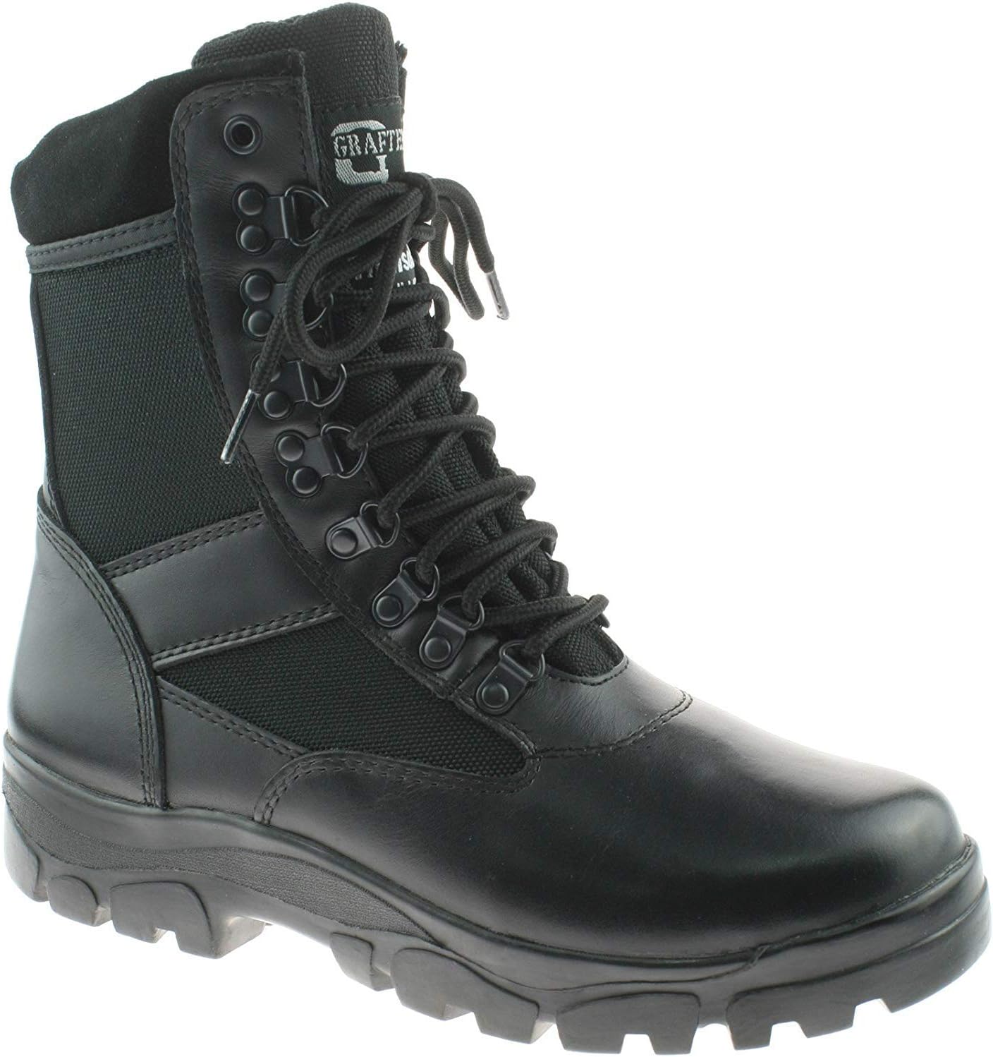 Men's Leather Cadet Force Boots 9 Black
