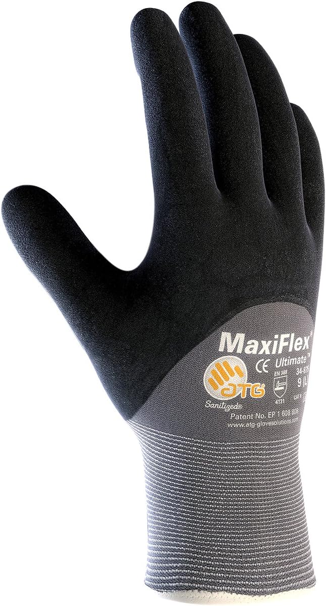 Maxiflex Ultimate 34 875 Xl Seamless Knit Nylon Lycra Glove With Nitrile Coated Micro Foam Grip On Palm Fingers And Knuckles Work Gloves Amazon Com