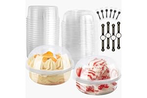 OBXMLFY 8oz Plastic Containers With Lids And Spoons 50 Pack, Dessert Cups With Lids,Small Disposable Snack Bowls For Ice Cream Cake Fruit Parfait Pudding And Jello Shot (8oz)