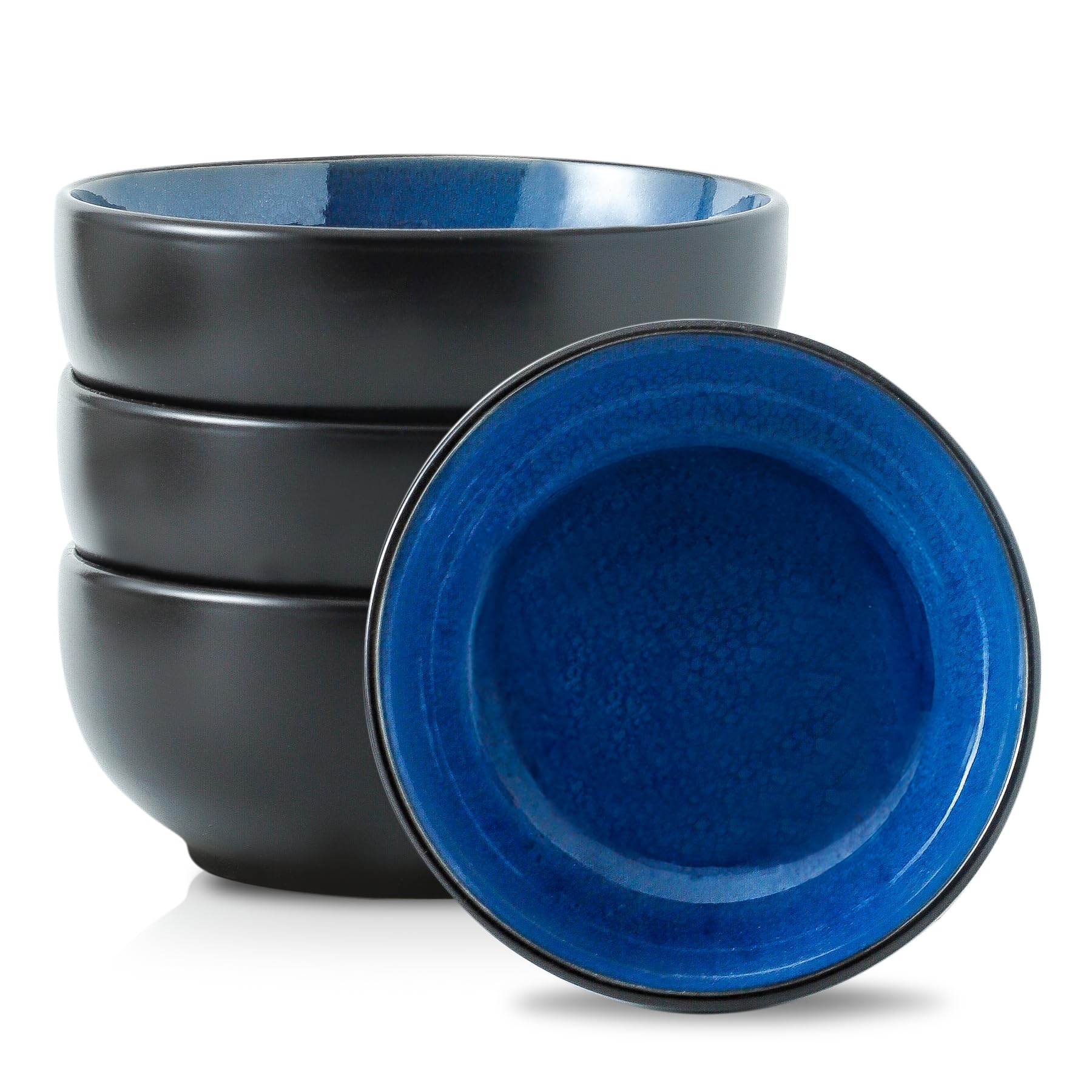 Photo 1 of ** 3 ACCOUNTED FOR 4TH BOWL BROKEN & REMOVED** YELLOYA Ceramic Cereal & Salad Bowls - 6in Set of 4 for Kitchen, 22oz Mixing & Serving for Dessert, Rice, Oatmeal, Pasta, Soup, Ceylon Blue, Dishwasher & Microwave Safe