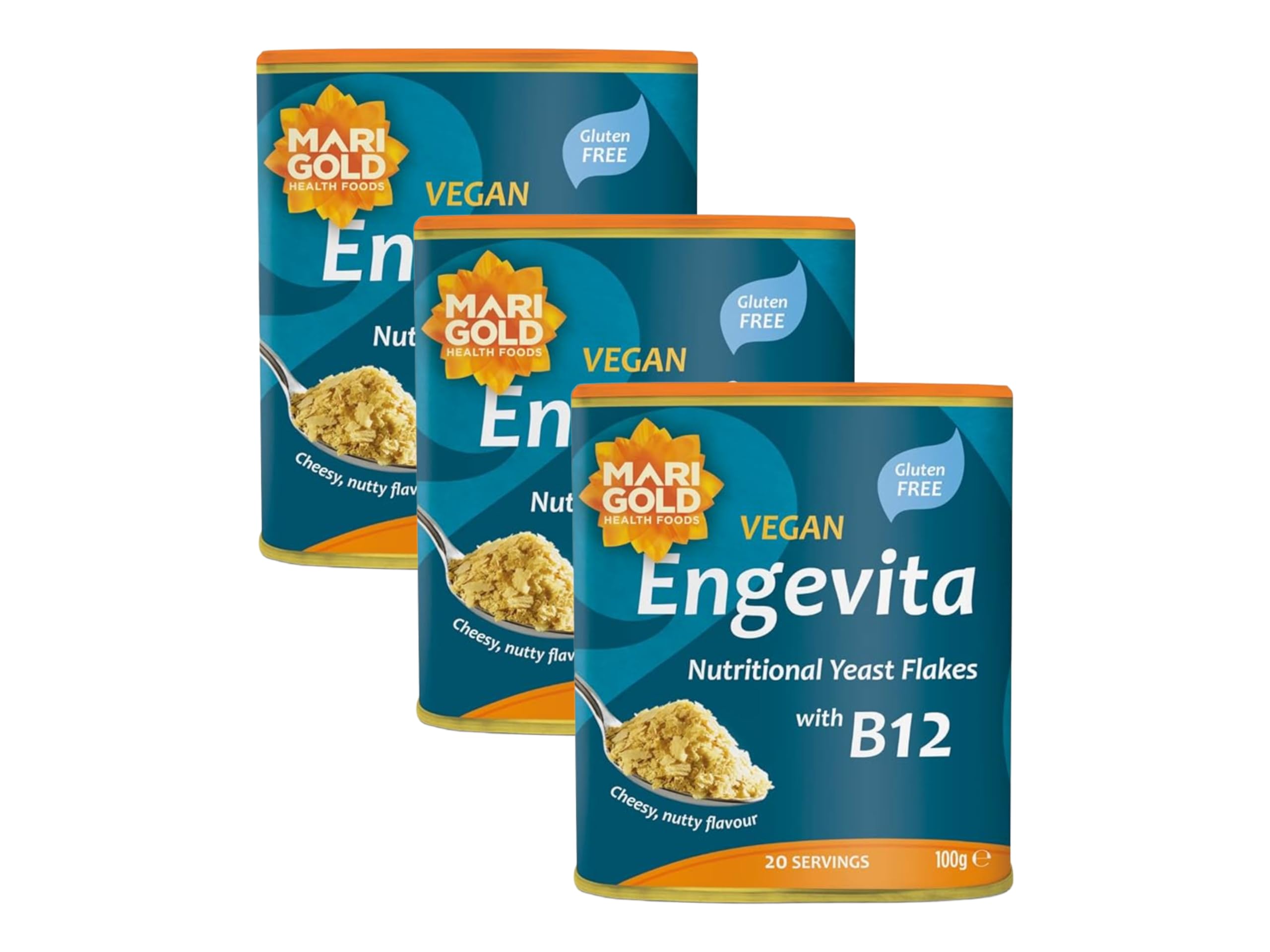 Marigold Engevita Nutritional Yeast Flakes with Vitamin B12, 100g (Pack of 3) – Vegan, High in B Vitamins, Protein & Fibre