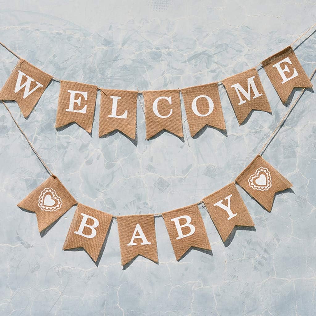 Xlgx Bienvenue Bebe Drapeau De Decoration Danniversaire En Jute Banderole Guirlande De Fanions Banniere Banderole Decor Pour Fete De Mariage Anniversaire Shown Guirlandes Cotillons Et Confettis Bannieres Centroarco Com