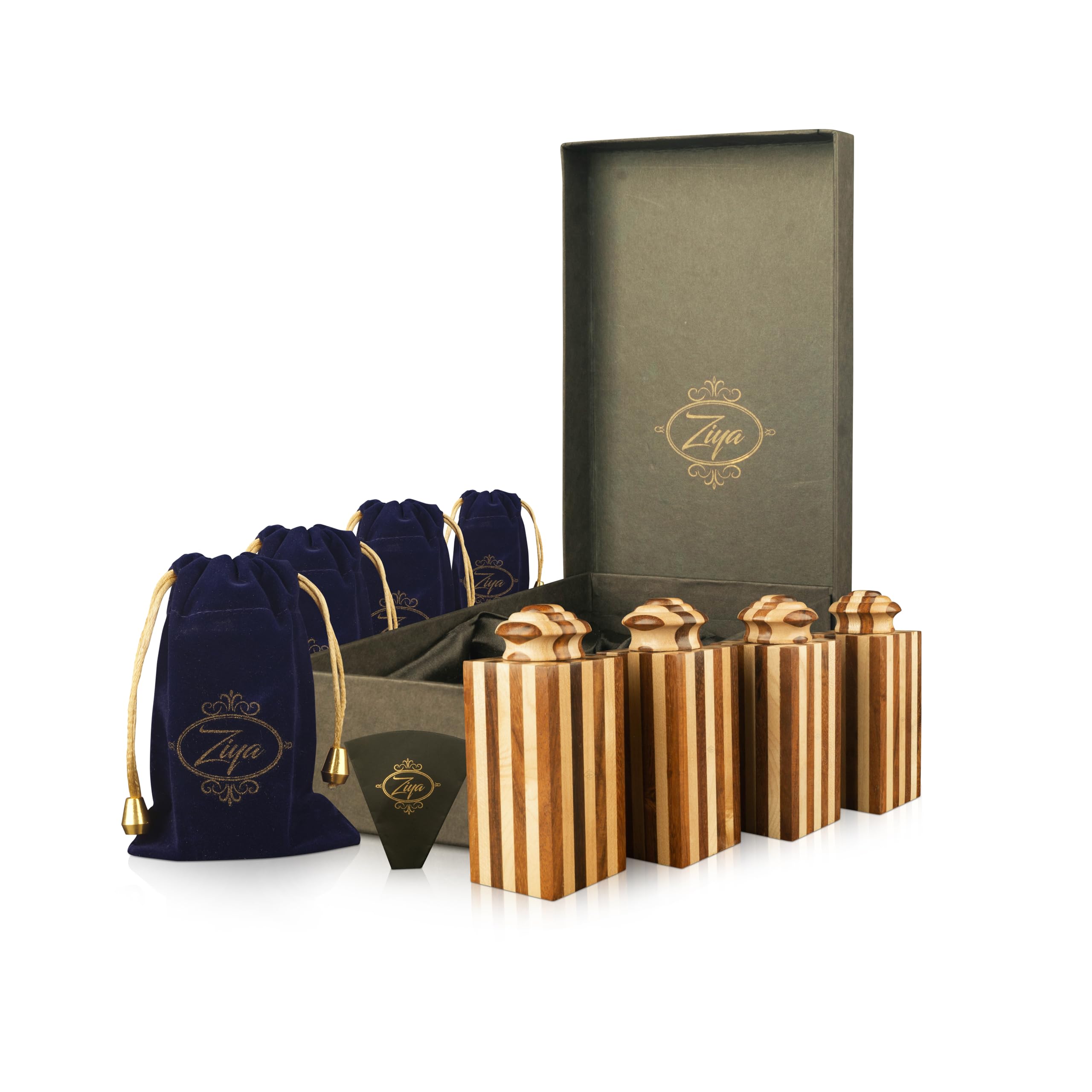 Photo 1 of ZIYA Wooden Small Urns for Human Ashes Keepsake Set of 4 Miniature Urn Box for Human Ashes Adult Male Female Mini Memorial Cremation Sharing Urns For Ashes Men Women with Gift Case, Bag and Funnel