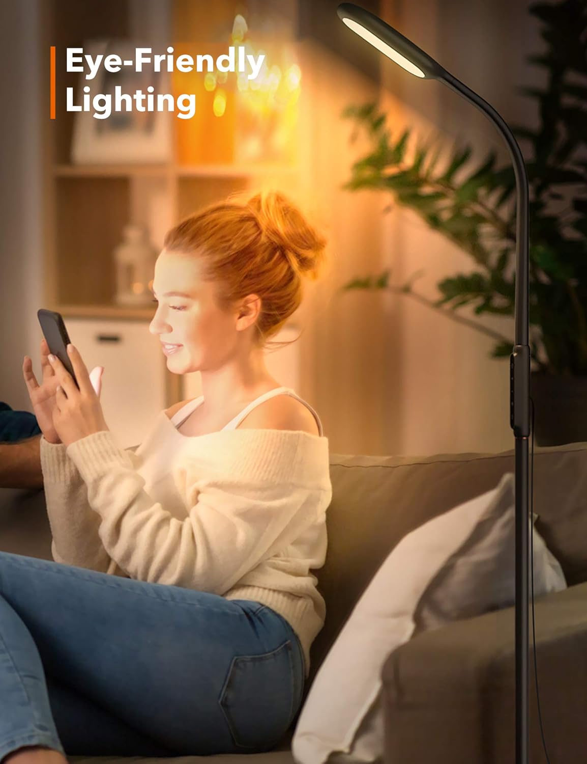 TaoTronics LED Floor Lamp 5 brightness levels & 3 colors, 1815 Lumens & 50, 000 Hours, Flexible Gooseneck Dimmable Floor Lamp for Reading Living Room, Touch Control, Philips Enabled Licensing Program - - 