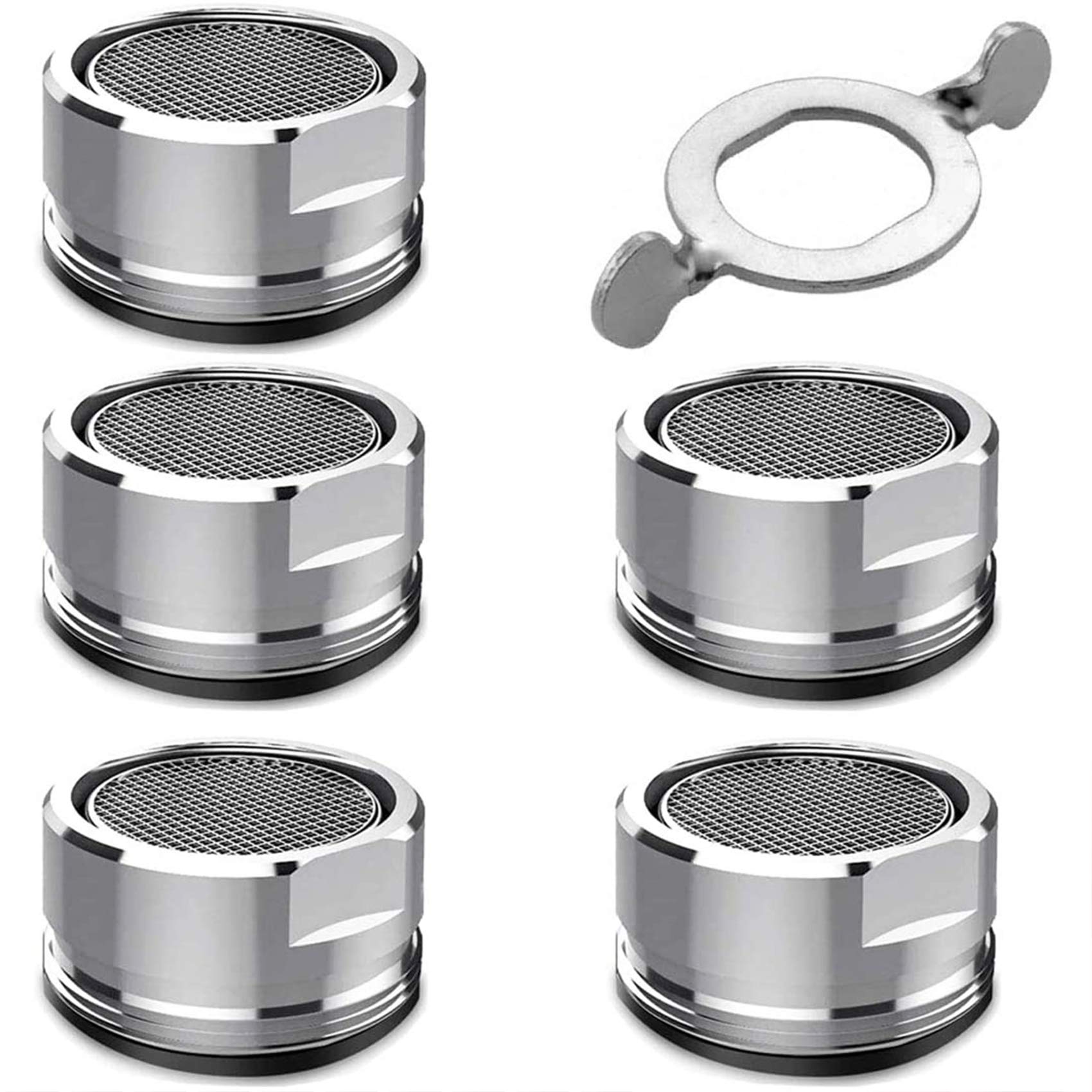 Honyear M24 Tap Strainer Insert Male Thread Mixing Nozzle with Stainless Steel Filter Including Chrome-Plated Mixer Nozzle Wrench for Taps Pack of 5