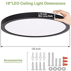 hykolity 18 Inch LED Round Flat Panel