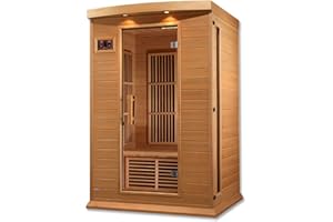 DYNAMIC SAUNAS 2-Person Low EMF FAR Infrared Sauna with Chromotherapy Lighting and Speakers, Maxxus Toulouse - Personal Indoor Dry Heat Sauna for Home & Gym – Made from Canadian Hemlock