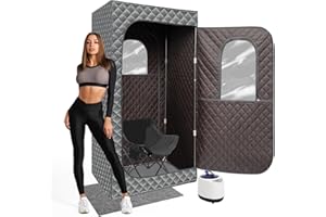 aledaras Portable Sauna for Home, Full Body Steam Sauna for Relaxation at Home, Personal Sauna Box Home Sauna Tent with 3L 1200W Steamer, Remote Control, Large Size Folding Chair (Grey)