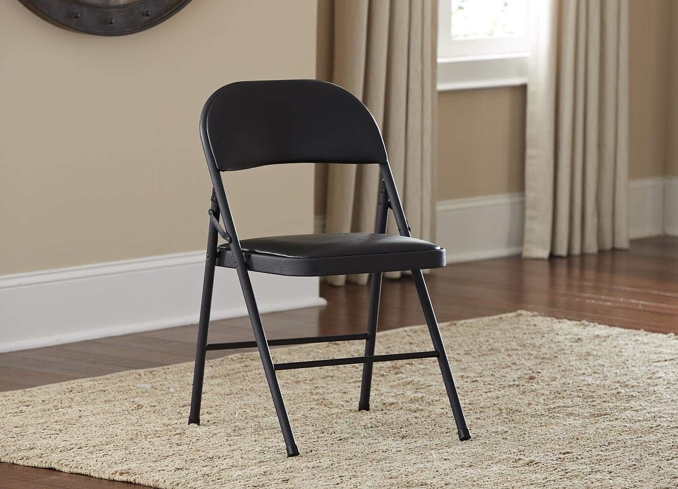 Cosco Vinyl Folding Chair Black (4-pack): Furniture & Decor