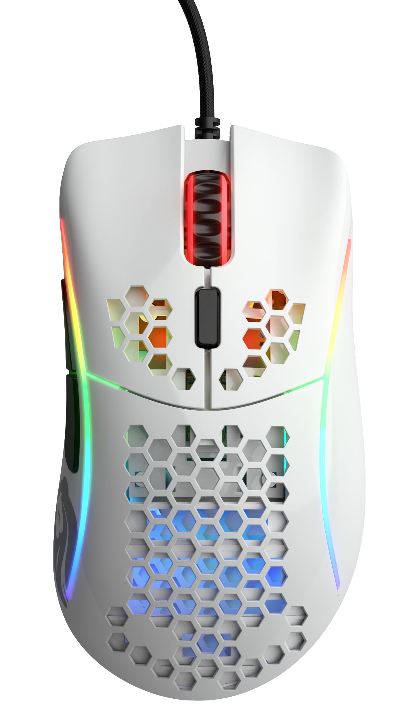 Glorious Gaming Model D- (Minus) Wired Gaming Mouse – superleichtes Wabendesign mit 61 g, RGB-Beleuchtung, ergonomisch, Pixart 3360 Sensor, Omron-Schaltern, PTFE-Füße, 6 Tasten – Glänzend Weiß 2