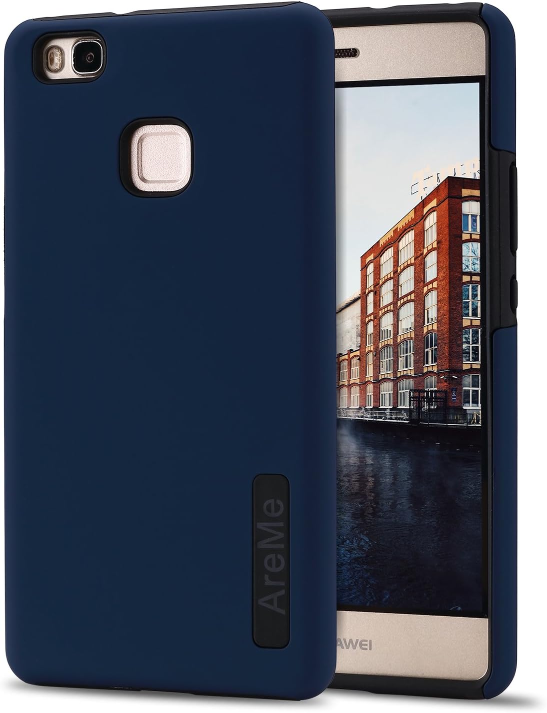 Huawei P9 Lite Case, AreMe Premium Hybrid Dual Layer Soft TPU+ Hard PC Shockproof Shock Absorption Slim Protective Cover for Huawei Ascend P9 Lite VNS-L31 VNS-L21 5.2" (2016) (Navy)