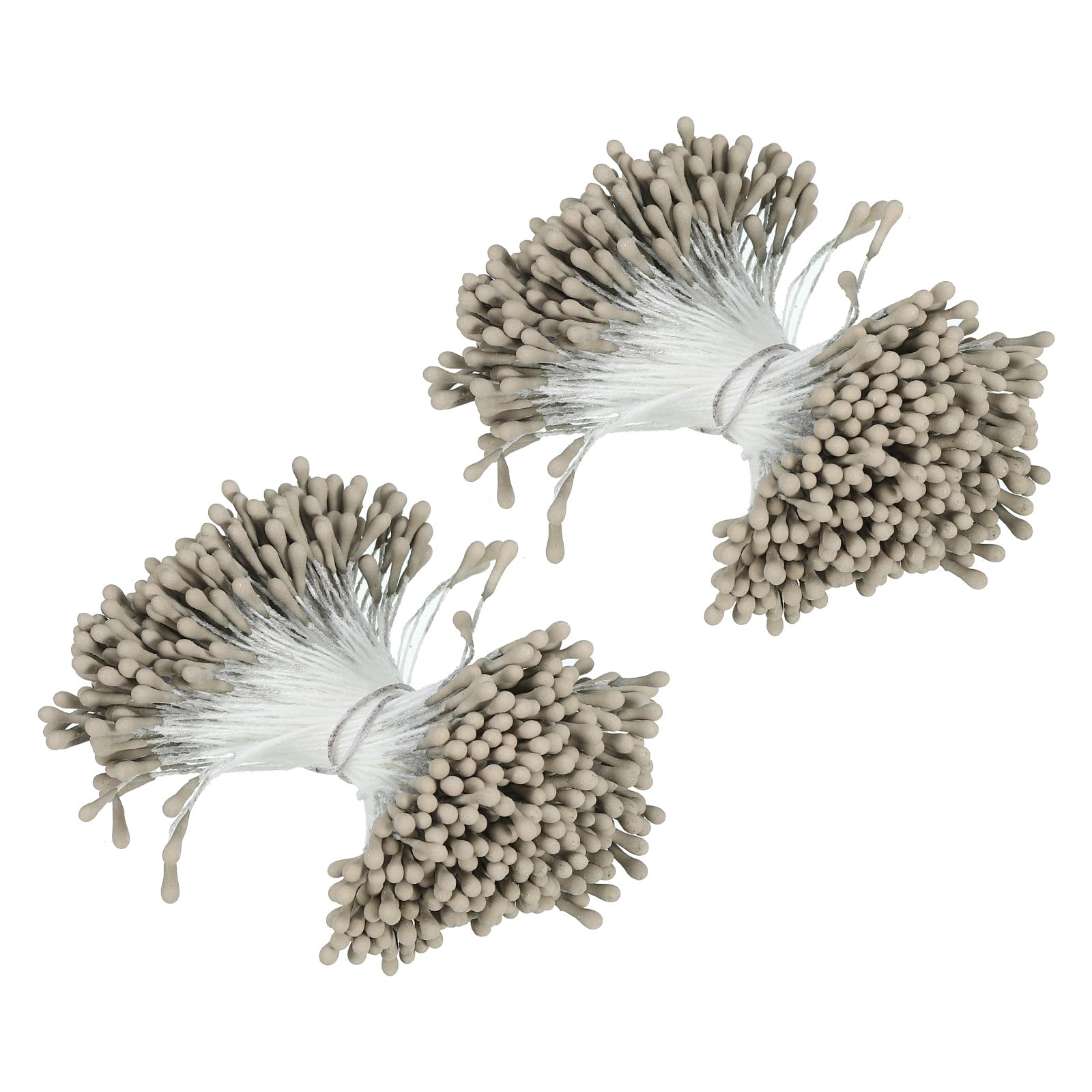 PATIKIL 2mm Double Heads Flower Stamen, 700 Pcs Artificial Flower Stamen Pistil Matt Pearl Floral Stamen for DIY Christmas Card Wedding Decor, Grey
