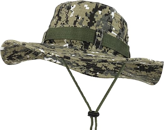 digital camo bucket hat with string