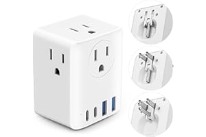 OLCORIFE Foldable Plug Outlet Extender, 2 Prong to 3 Prong Outlet Adapter, US to Japan Plug Adapter, 4 Outlets 4 USB Ports(2 USB C), Cruise Travel Essentials