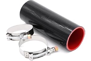 Fuzbaxy 2.5" ID Straight Silicone Hose Coupler, High Temp 4-Ply Reinforced with 2pcs Stainless Steel T-Bolt Clamp