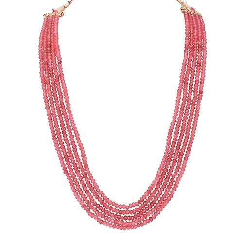 Buy Kaleera Five Layer Light Pink Onyx Stone Beads Necklace For Women And Girls Five Layer Kl2223p Online At Low Prices In India Amazon Jewellery Store Amazon In