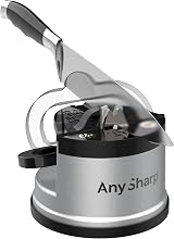 AnySharp Knife Sharpener, Hands-Free Safety, Suction PowerGrip, Silver view 4