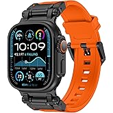 FULLIFE Designed for Apple Watch Band Apple Watch Ultra 3/2/1 49mm for Men, Silicone Rubber Bands with Metal Connector for Apple Watch Series 11/10 46mm, 9/8/7 45mm, SE2/SE 6/5/4 44mm, 3/2/1 42mm