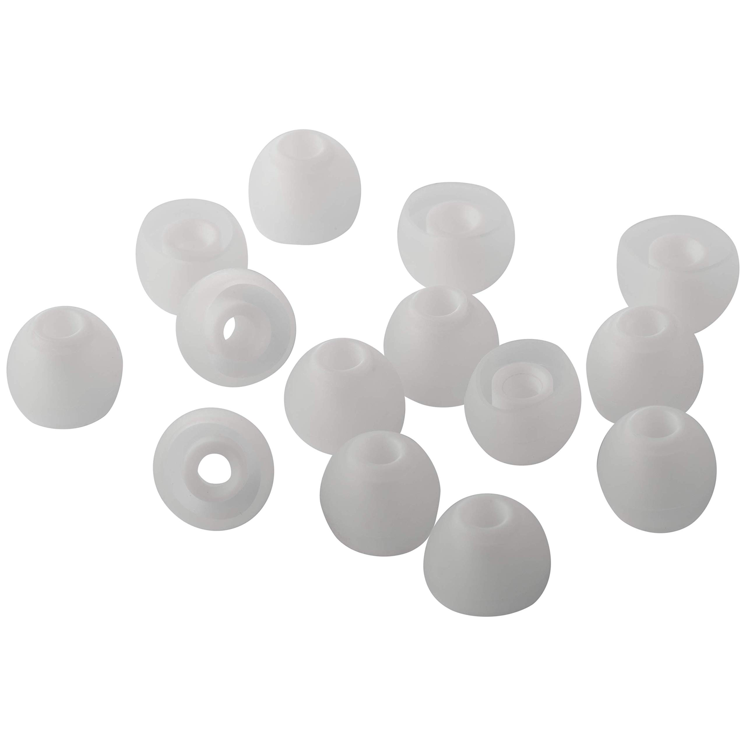Xcessor 7 Pairs (14 Pieces) of Silicone Replacement In Ear Earphone Earbuds. Replacement Ear Tips for Popular In-Ear Headphones. (M, Transp/White)